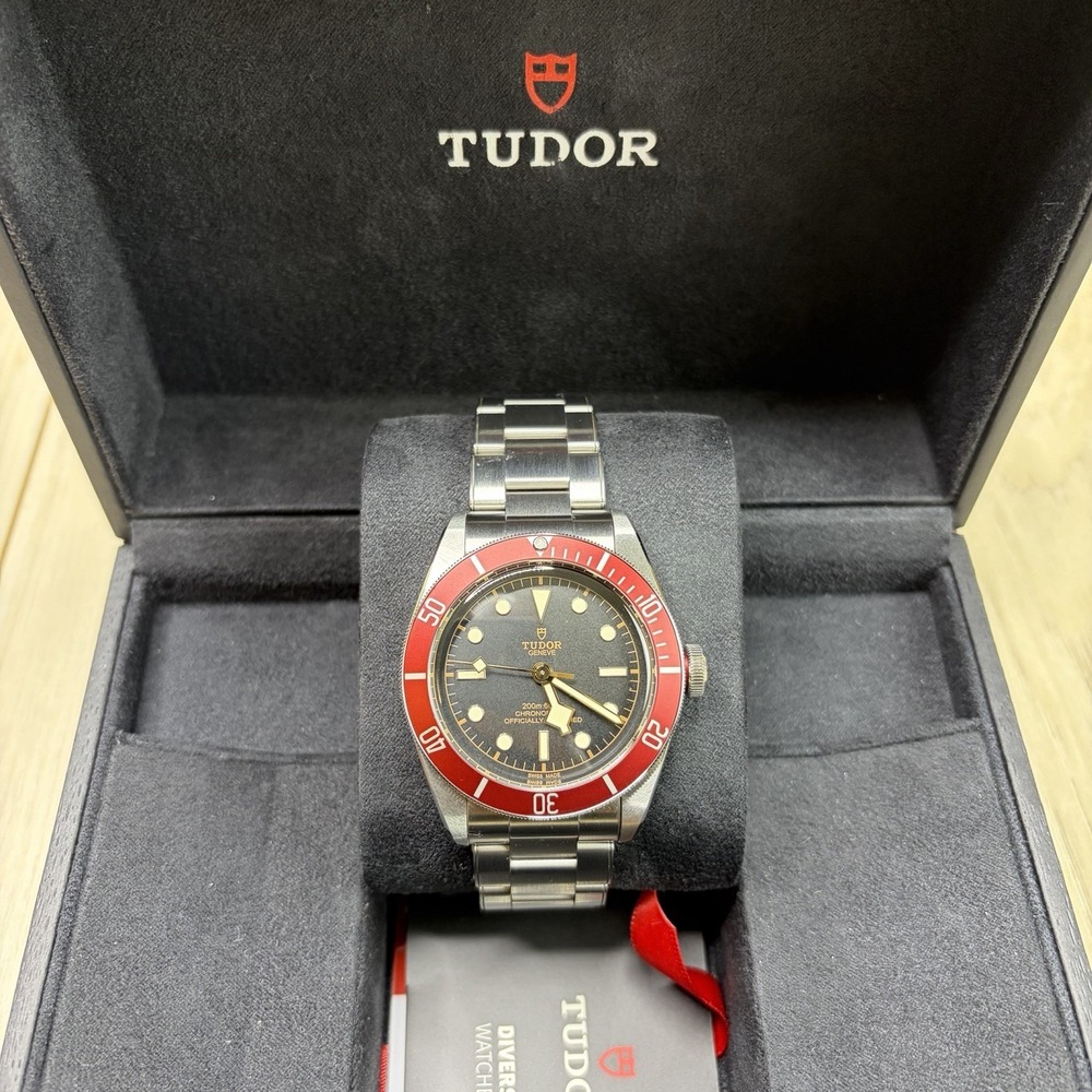 Tudor Black Bay Heritage 41mm Steel Black Dial Red Burgundy Watch  79230R